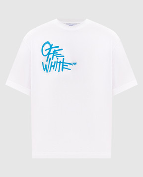 Off-White Белая футболка с брендовым принтом 44MAA120S26J00F