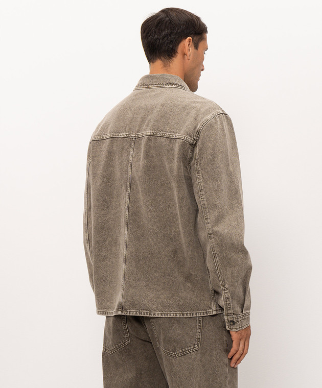Trussardi Джинсовая рубашка хаки с вышивкой логотипа 54038200031NMS190D80 изображение 4
