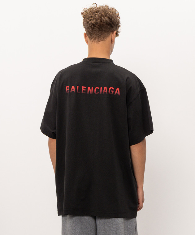 Balenciaga Чорна футболка з принтом логотипа 850345TVVE6 зображення 4