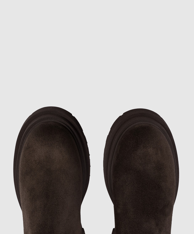 Brunello Cucinelli Коричневые замшевые челси MZSFG3307P изображение 4