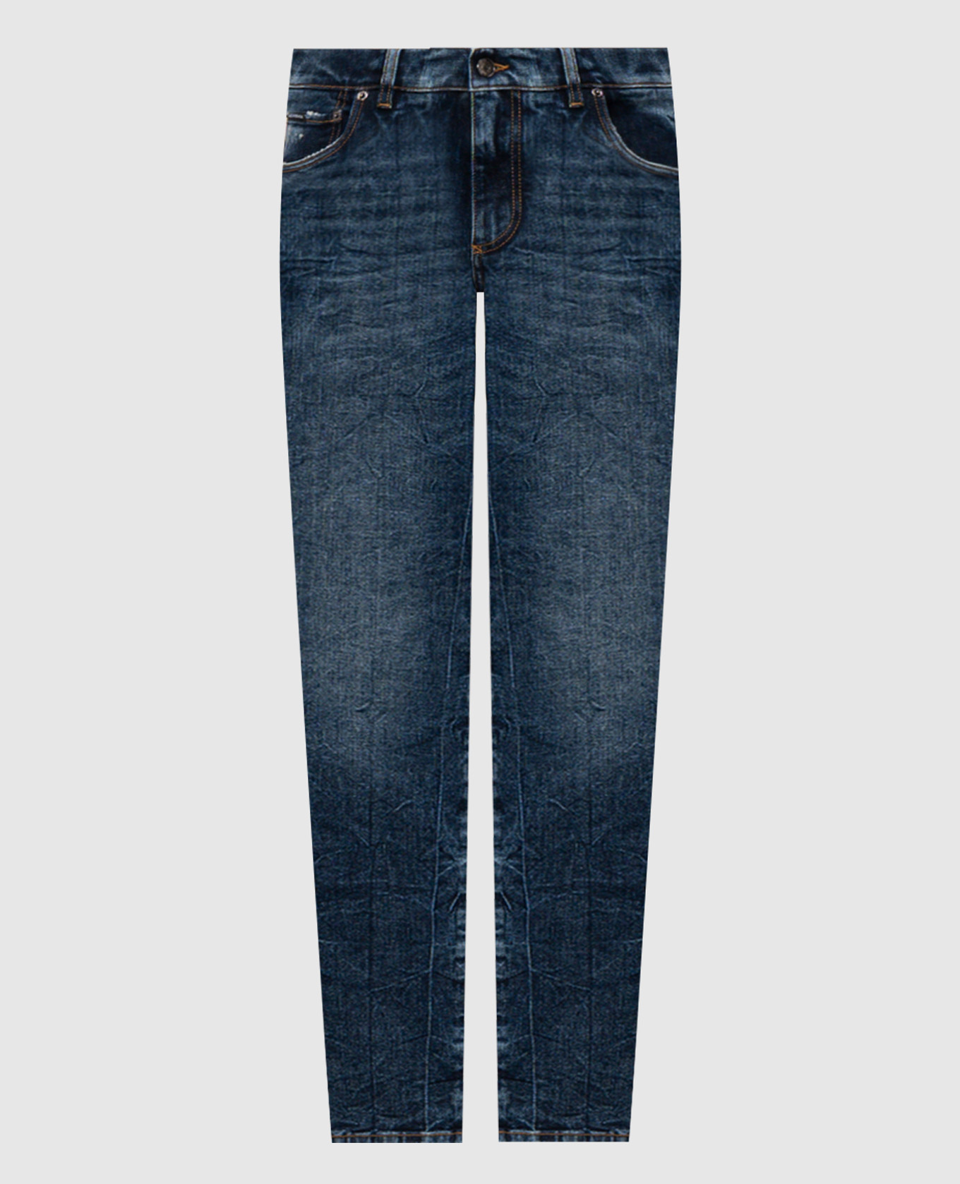 

Синие джинсы слим с нашивкой логотипа, Синий, Зауженные джинсы