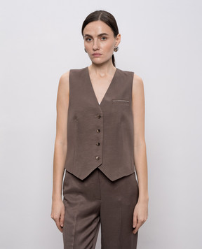 Peserico Коричневый жилет с льном A0303101926