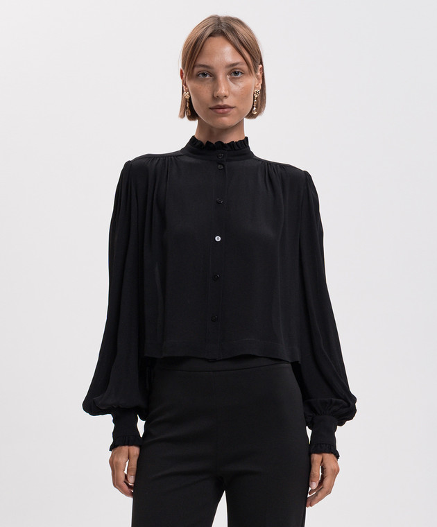 Twinset Черная блузка с металлическим логотипом 262TP2342 изображение 3