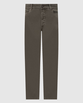Brunello Cucinelli Джинсы цвета хаки с вышивкой эмблемы M277PD3210
