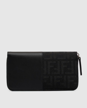 Fendi Черный комбинированный кошелек с узором монограмм 7M0210B139