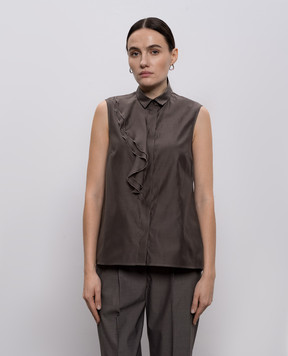 Peserico Коричнева блуза з шовком з ланцюжком моніль A0811608372