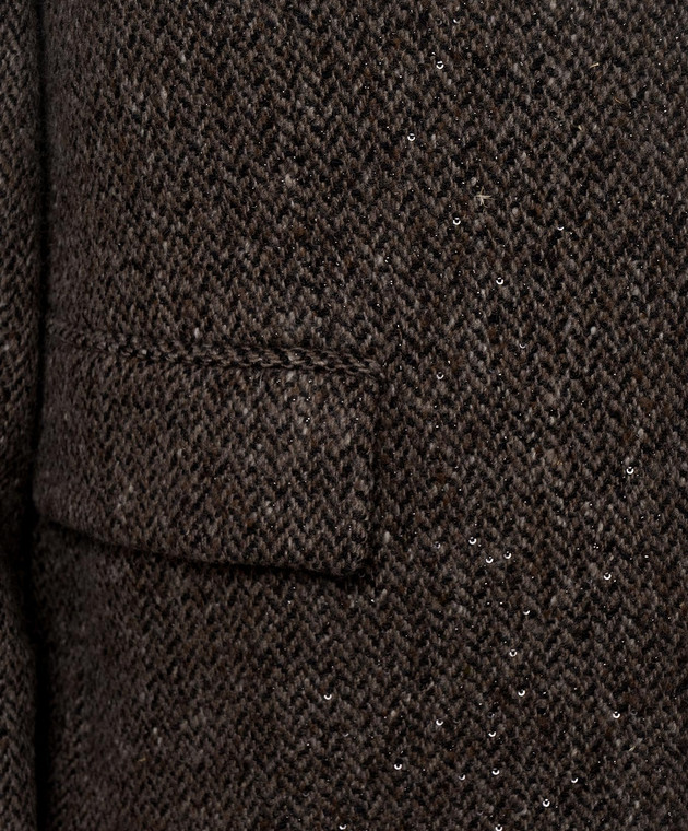 Brunello Cucinelli Коричневый жакет с шерстью в узор MG5667205 изображение 5