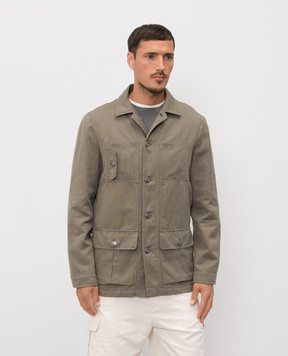 Brunello Cucinelli Куртка цвета хаки с льном M544D6590P
