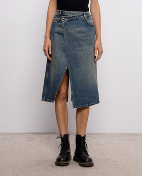 Ann Demeulemeester Синяя юбка джинсовая на запах Pauline B0014251FA769