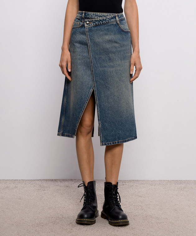 Ann Demeulemeester Синяя юбка джинсовая на запах Pauline B0014251FA769 изображение 3