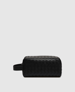 Bottega Veneta Чорний шкіряний несесер Intrecciato 729295VCPQ1