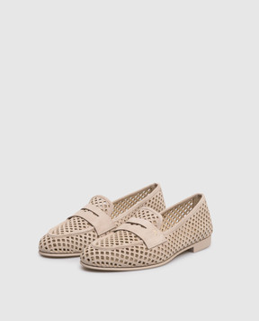 Santoni Бежевые замшевые лоферы WUVD72037GOMTRFK