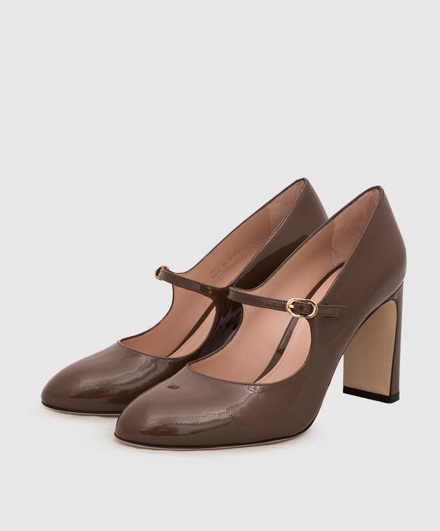 Stuart Weitzman Коричневые кожаные лакированные туфли MARY JANE SM475 изображение 2