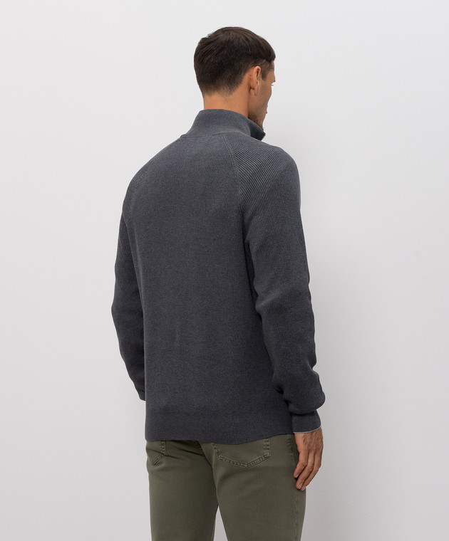 Brunello Cucinelli Сірий джемпер в рубчик M29400104 зображення 4