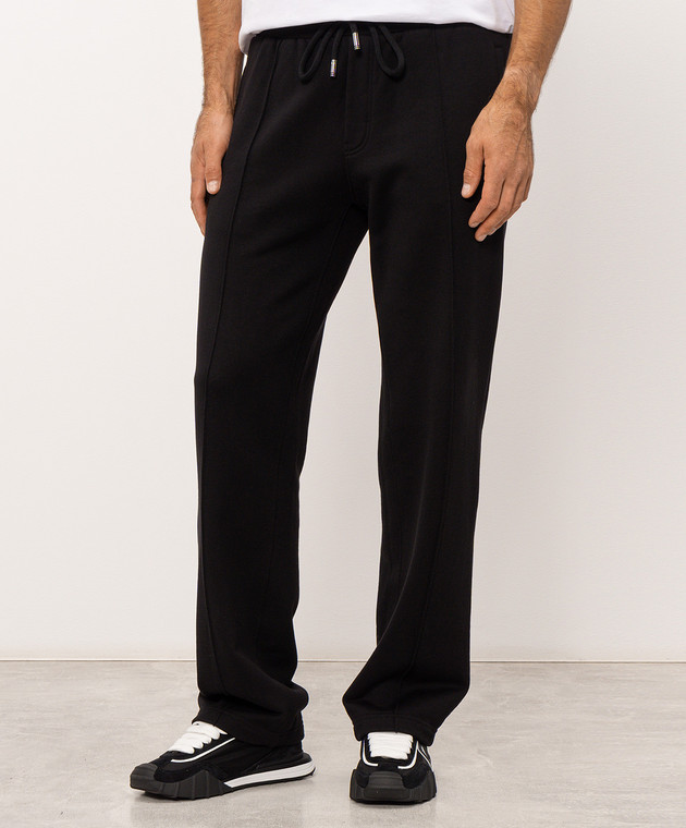 Dolce&Gabbana Черные спортивные брюки с вышивкой логотипа GP0M5ZG7P9P изображение 3