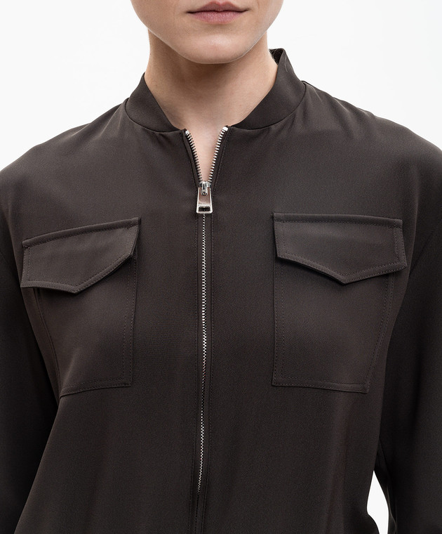 Kiton Темно-коричневый бомбер из шелка D59416K0977A изображение 5