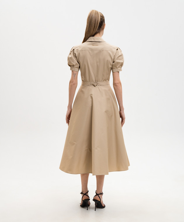 Alexander McQueen Бежева сукня з вишивкою логотипа 863470QFABT зображення 4