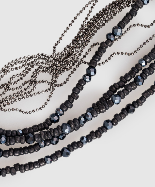 Peserico Синие многослойные бусы с кристаллами и цепочкой мониль S35516C0CC814 изображение 3