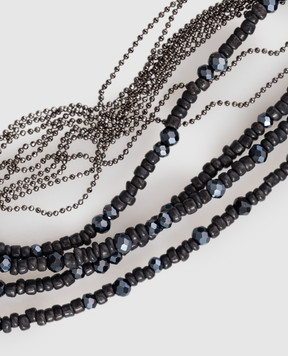 Peserico Синє багатошарове намисто з кристалами та ланцюжком моніль S35516C0CC814