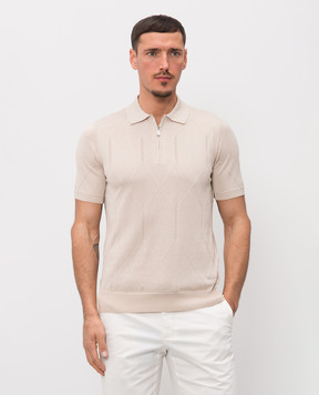Enrico Mandelli Бежеве поло з геометричним візерунком 3K007A5645