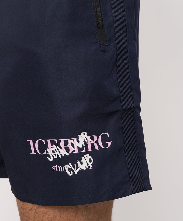 Iceberg Голубые шорты для плавания с принтом логотипа ICE26MBM01 изображение 4