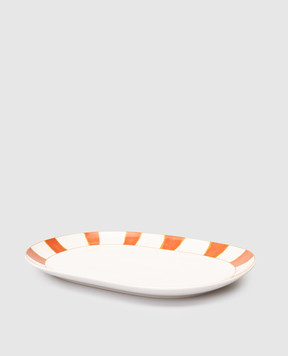 Geminiano Cozzi 1765 Біле порцелянове овальне блюдо Striche Arancio e Oro LGCFL20459053
