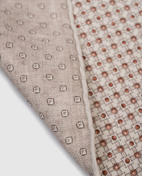 Brunello Cucinelli Бежева двостороння хустка-паше із шовку в принт MX8660091