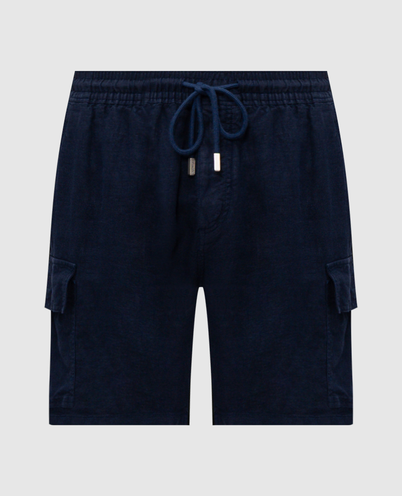 Синие шорты-карго из льна