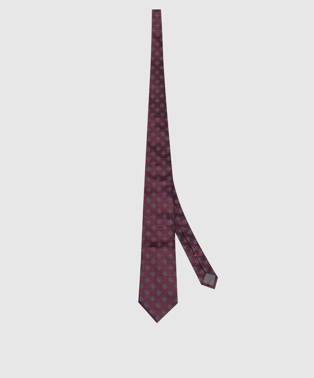 Brunello Cucinelli Бордовый галстук из шелка в узор MI8850018 изображение 3