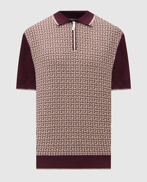 Stefano Ricci Бордове поло із шовком у контрастний візерунок K414016P31F26167