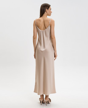 Allude Бежевое платье макси из шелка 26284004