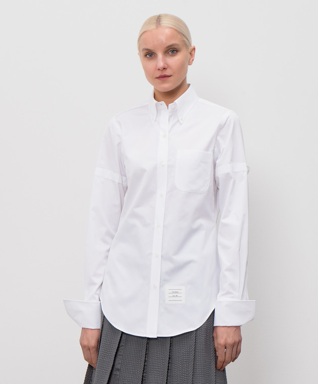 Thom Browne Біла сорочка з нашивкою логотипа FLR005OF1004 зображення 3