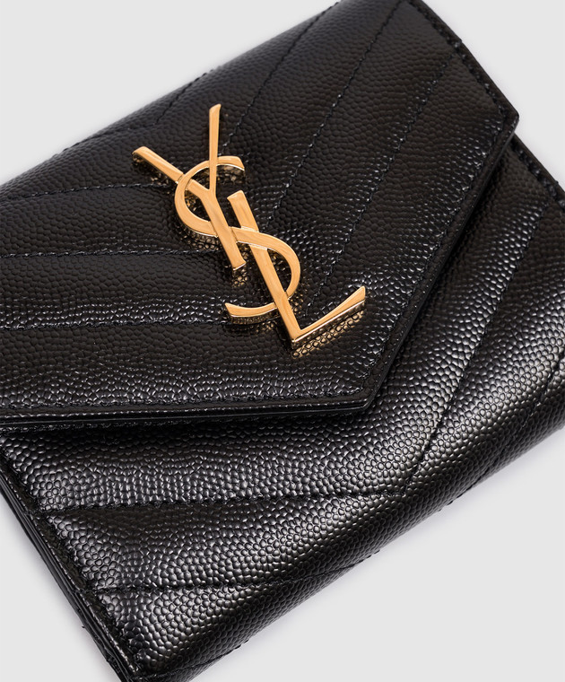 Saint Laurent Черный кожаный портмоне с простежкой 403943BOW01 изображение 4