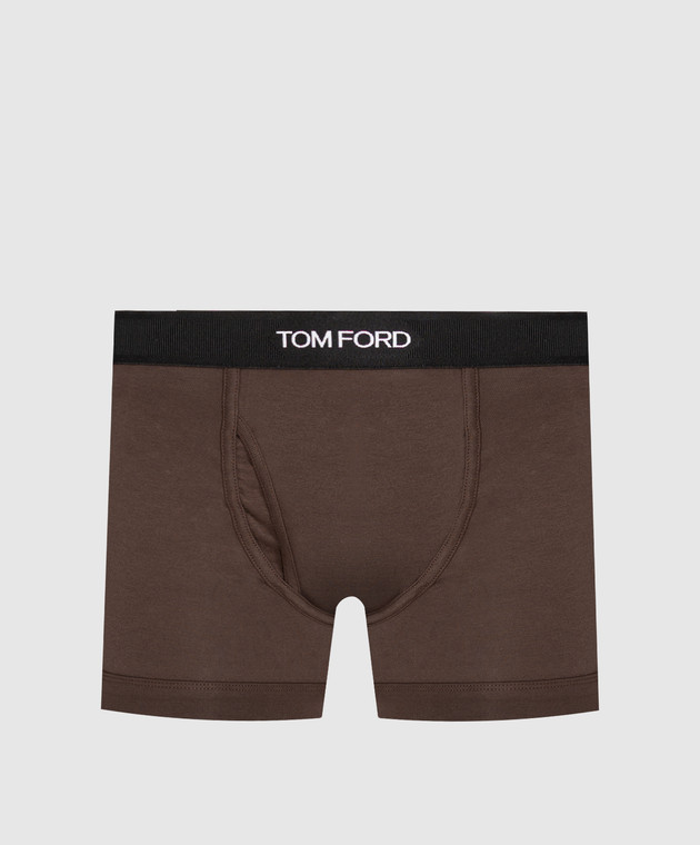 Tom Ford Трусы-боксеры коричневого цвета с узором логотипа T4LC31040