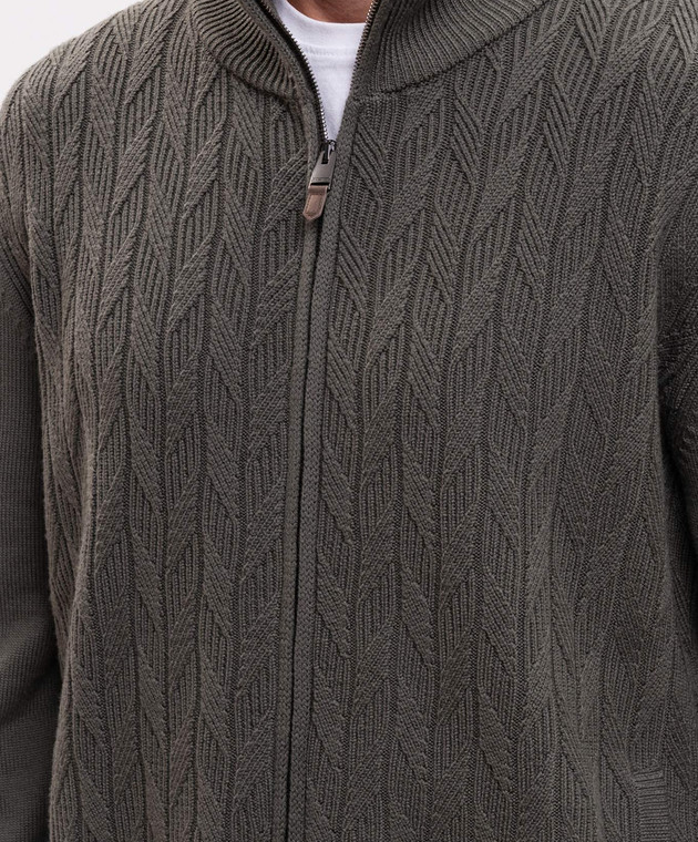 Canali Зеленый кардиган из шерсти в узор MK02550C1221 изображение 5