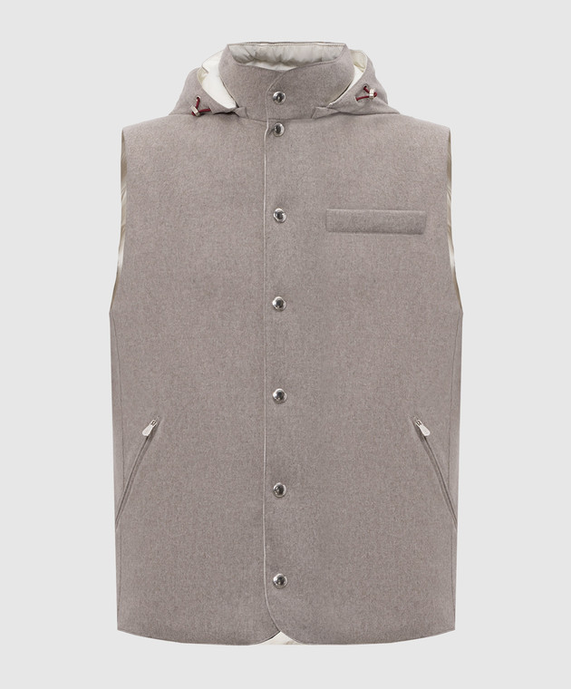 Brunello Cucinelli Серый пуховый жилет из шерсти MM4701775