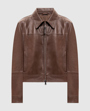 Brunello Cucinelli Коричнева шкіряна куртка MPNMO7458P