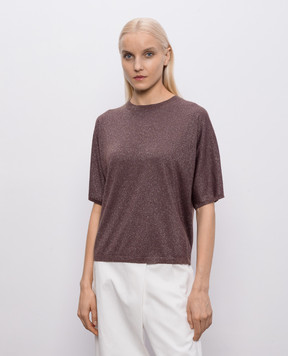 Brunello Cucinelli Фиолетовая футболка с кашемиром и шелком M41835700P