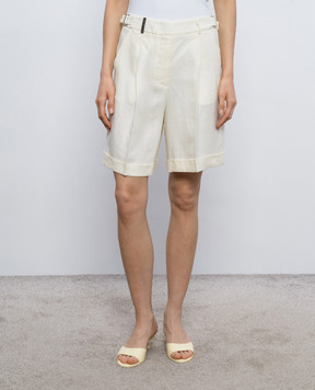 Peserico Шорти кольору айворі з льону P0421502606