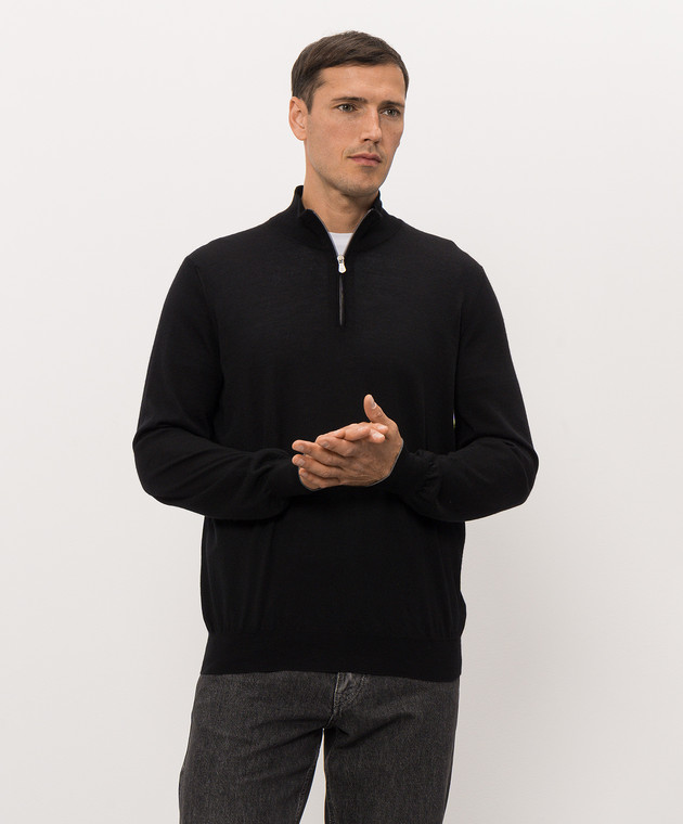 Brunello Cucinelli Джемпер черного цвета из шерсти и кашемира M2400124 изображение 3