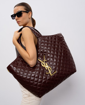 Saint Laurent Бордовая кожаная стеганная сумка-тоут ICARE 698651AAANG