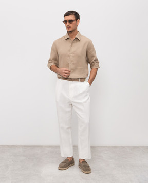 Agnona Бежева сорочка з льону TD07U1YU3049