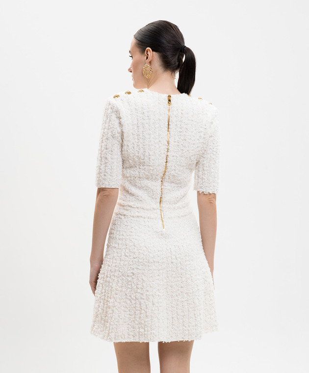 Balmain Твідова сукня кольору айворі GF0R7485KJ89 зображення 4