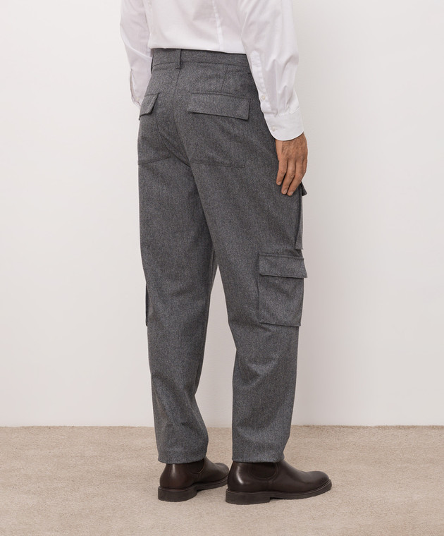 Brunello Cucinelli Брюки-карго серого цвета из шерсти M038PF3010 изображение 4