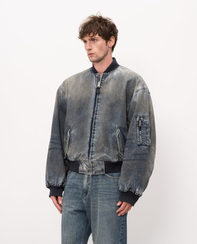 Balenciaga Синій джинсовий утеплений бомбер з вінтажним ефектом 850058TTW66