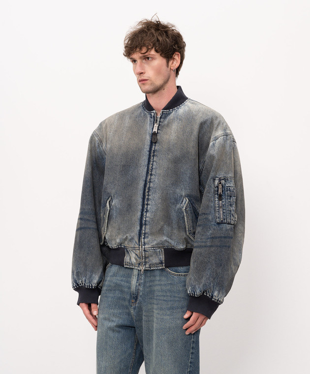 Balenciaga Синий джинсовый утепленный бомбер с винтажным эффектом 850058TTW66 изображение 3
