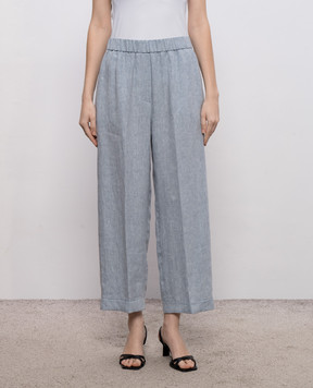 Peserico Голубые брюки из льна с отворотами P0430102629