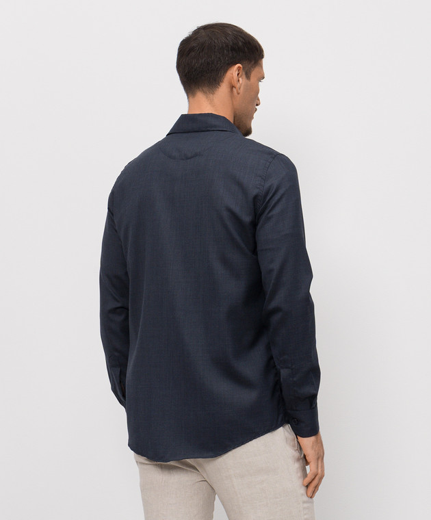 Doriani Cashmere Синя сорочка з вовни та шовку DOSLIDR42T196 зображення 4