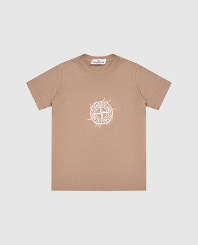 Stone Island Детская коричневая футболка с принтом логотип логотип L1S162100009S037924