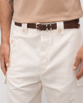 Brunello Cucinelli Коричневый кожаный ремень с брендовым тиснением MAUWR253P